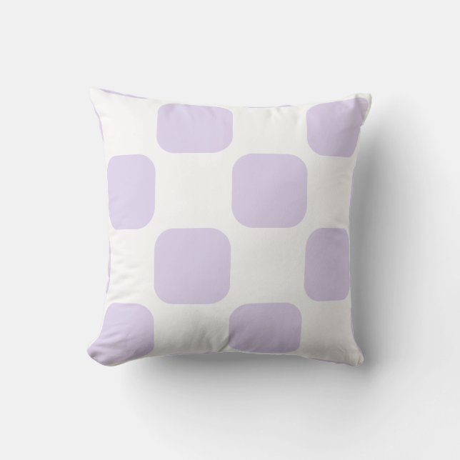 Mjuk vit och lila-lila fyrkantig mönsterdesign kudde (Framsida)