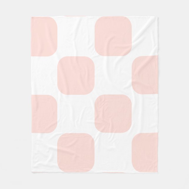 Mjuk vit och pastellrosa Squircle-mönsterdesign Fleecefilt (Framsidan)