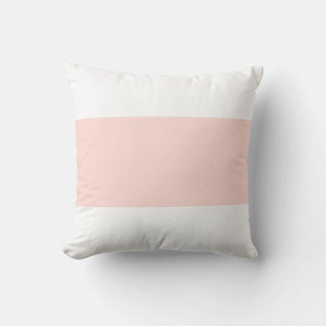 Mjuk vit och pastellrosa stapeldesign kudde (Framsida)