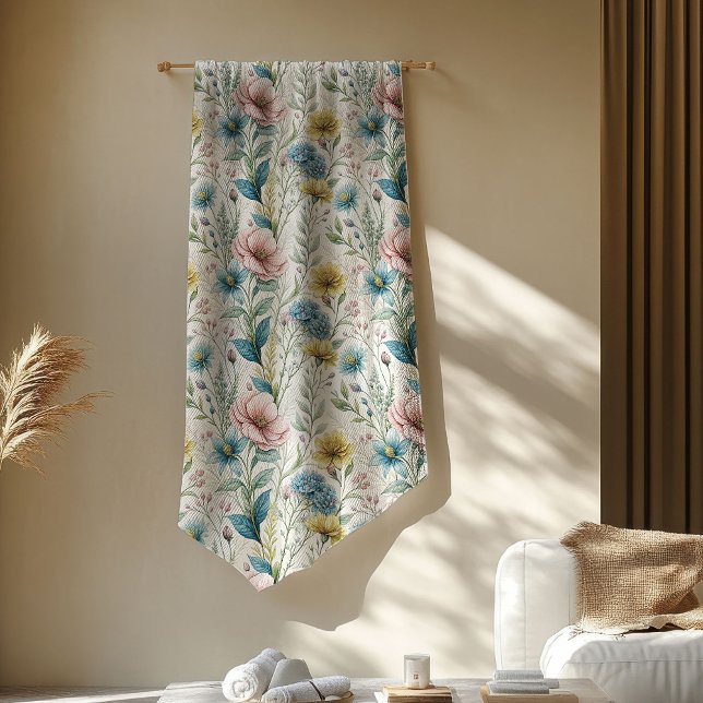 Mjuk Wildblomster Throw i Boho Pastel Tones Fleecefilt (Soft Wildflower Throw in Boho Pastel Tones Fleece Blanket)