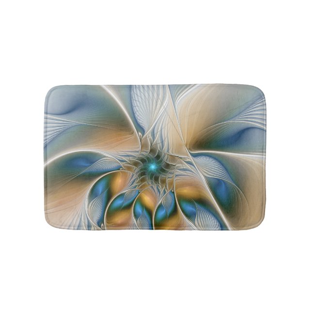 Mjuka, Abstrakt Fantasy Fractal Art med blå Badrumsmatta (Framsidan)
