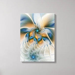 Mjuka, Abstrakt Fantasy Fractal Art med blå Canvastryck