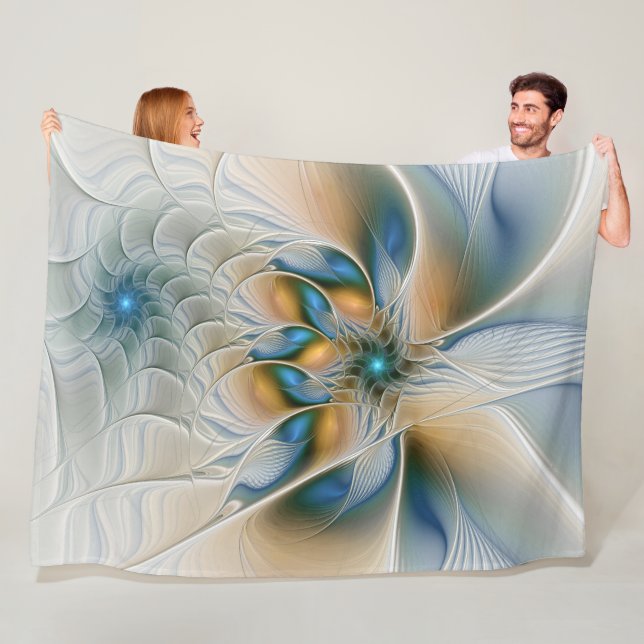 Mjuka, Abstrakt Fantasy Fractal Art med blå Fleecefilt (På plats)