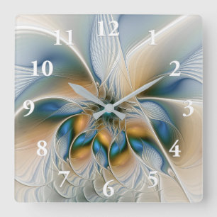 Mjuka, Abstrakt Fantasy Fractal Art med blå Fyrkantig Klocka