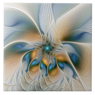 Mjuka, Abstrakt Fantasy Fractal Art med blå Kakelplatta