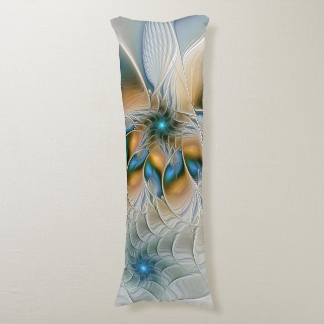 Mjuka, Abstrakt Fantasy Fractal Art med blå Kroppskudde (Framsidan Vertikal)