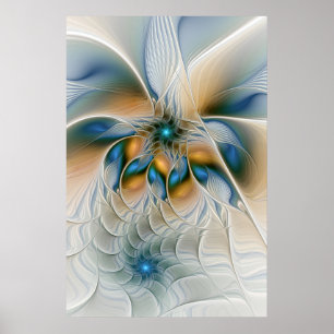 Mjuka, Abstrakt Fantasy Fractal Art med blå Poster