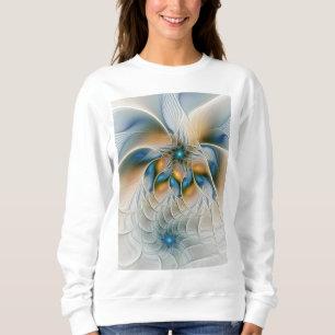 Mjuka, Abstrakt Fantasy Fractal Art med blå T Shirt