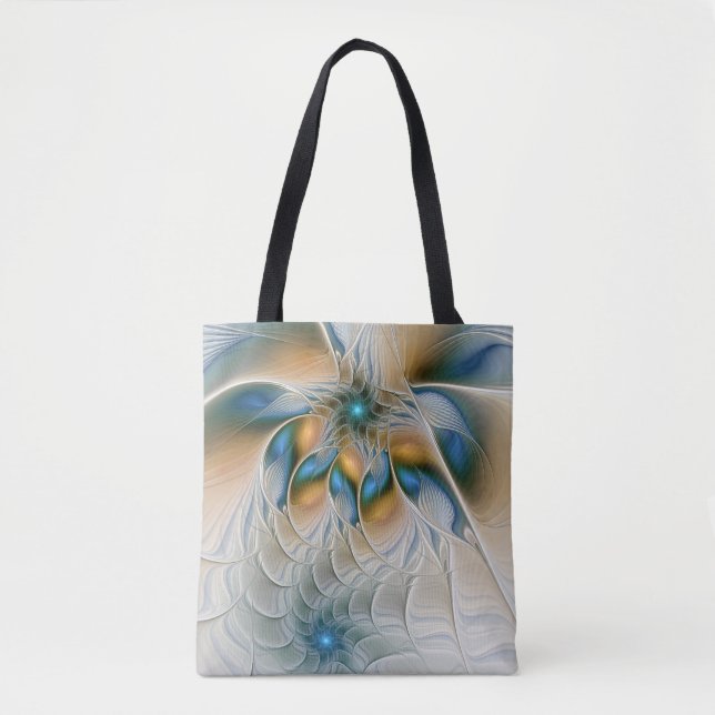 Mjuka, Abstrakt Fantasy Fractal Art med blå Tygkasse (Framsida)