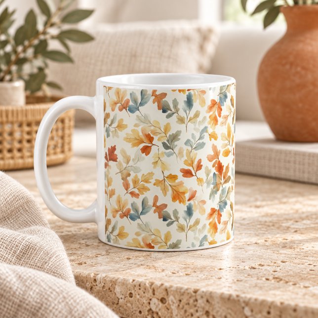 Mjuka akvarell höstlöv kaffemugg (Skapare uppladdad)