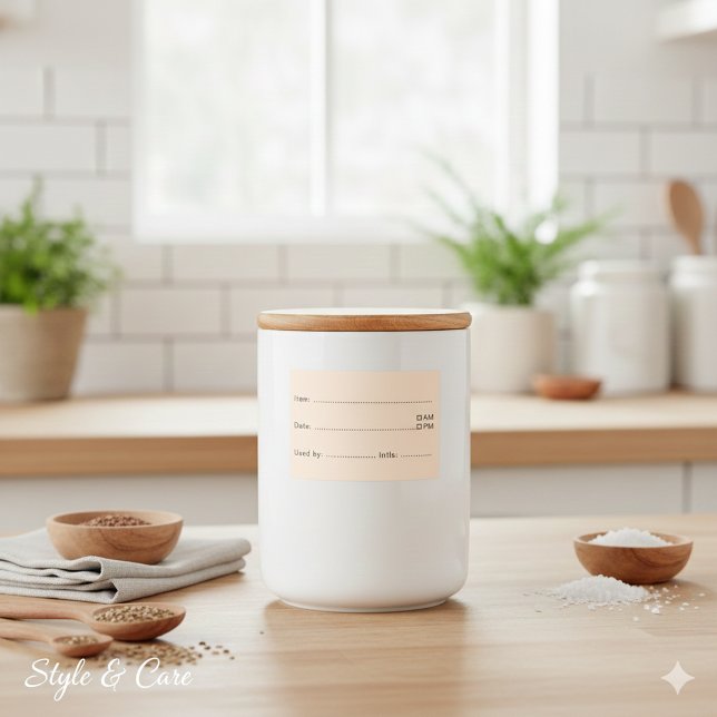 Mjuka Beige-etiketter för mat och dryck Etiketter (Soft Beige Food Labels for Home and Kitchen)