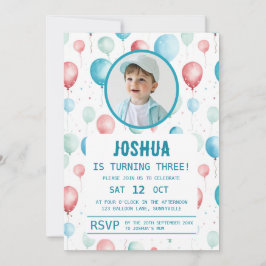 Mjuka blå ballonger Barns födelsedag Inbjudningar