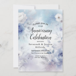 Mjuka blå Blommar och Lavender Mist-årsdag Inbjudningar