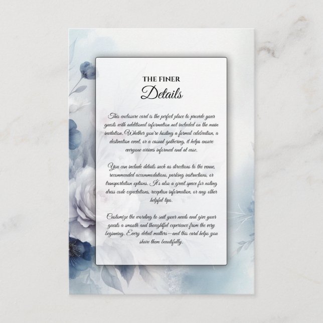 Mjuka blå Blommar och Lavender Mist Bröllop Tilläggskort (Framsida)