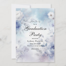 Mjuka blå Blommar och Lavender Mist Inbjudningar