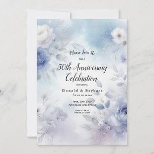 Mjuka blå Blommar och Lavender Mist Inbjudningar