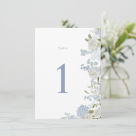 Mjuka blå Blommigten Bröllop Bordsnummer