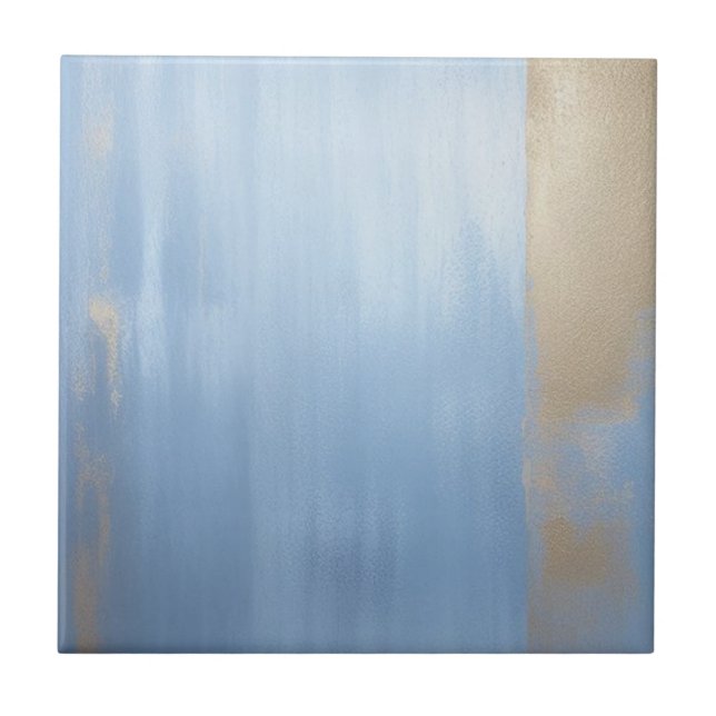 Mjuka blå och gyllene keramiska plattor kakelplatta (Framsidan)