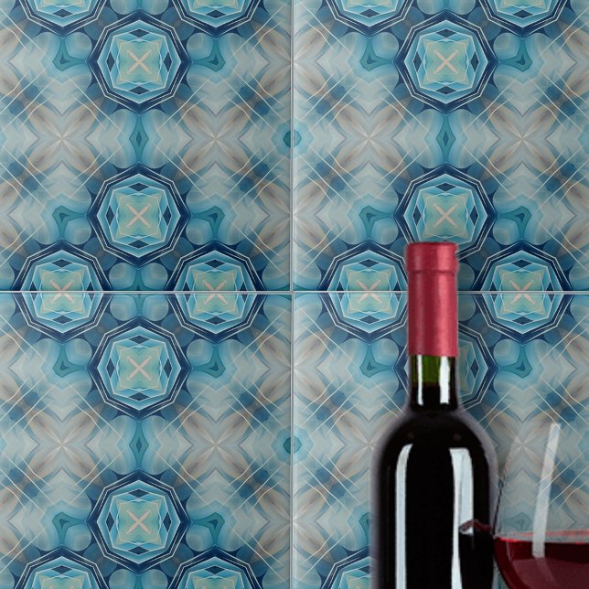Mjuka blå och indigo Abstrakt Geometric Mönster Kakelplatta (Skapare uppladdad)