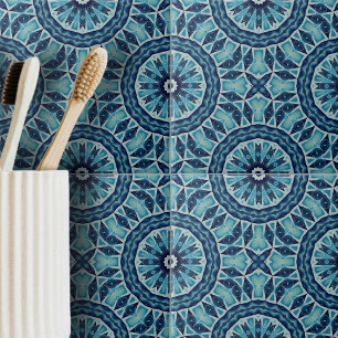 Mjuka blå och indigo-mosaiska geometriska former kakelplatta