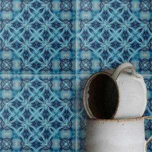 Mjuka blå och indigo symmetrisk geometrisk Mönster Kakelplatta