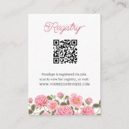 Mjuka Blå och Rosa BLOMMOR QRKOD REGISTRERING Tilläggskort