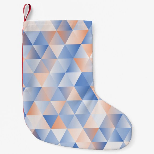 Mjuka blå Orange trianglar Liten Julstrumpa (Framsidan)