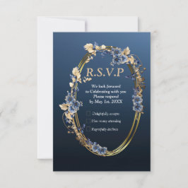 Mjuka blå, vita blommor och Guld ram-dekanter OSA Kort