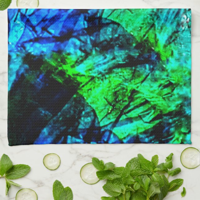 Mjuka blåa abstrakter för kökshanddukar,Utjämnade  Kökshandduk (Vikta)