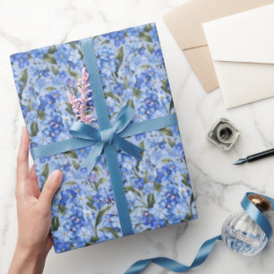 Mjuka blåa förgätmigejblommor presentpapper