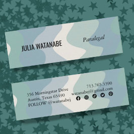 Mjuka blåhandgjorda Vågigt Rand med Social-ikoner Mini Visitkort