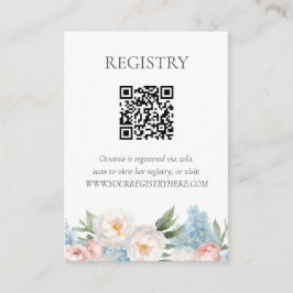 Mjuka blått och Rosa FLOWERS QRCODE REGISTRY Tilläggskort