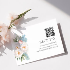 Mjuka blått och Rosa FLOWERS QRCODE REGISTRY Tilläggskort
