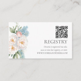 Mjuka blått och Rosa FLOWERS QRCODE REGISTRY Tilläggskort
