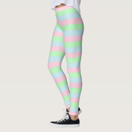 Mjuka blått, Rosa och Grönt Rand Leggings