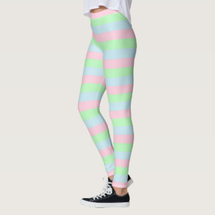 Mjuka blått, Rosa och Grönt Rand Leggings