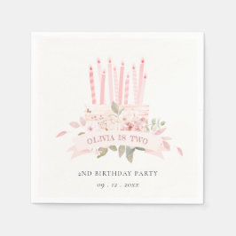 Mjuka Blommigt - ljus vid födelsedag Pappersservett