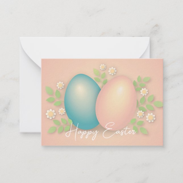 Mjuka blommor från färg påskägg och vår daisy anteckningskort (Framsida)
