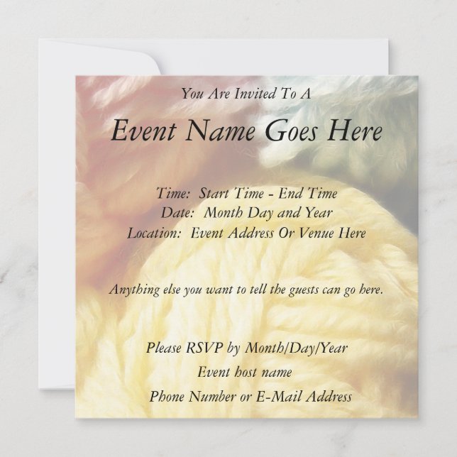 Mjuka Bollar av garn Inbjudningar (Framsida)