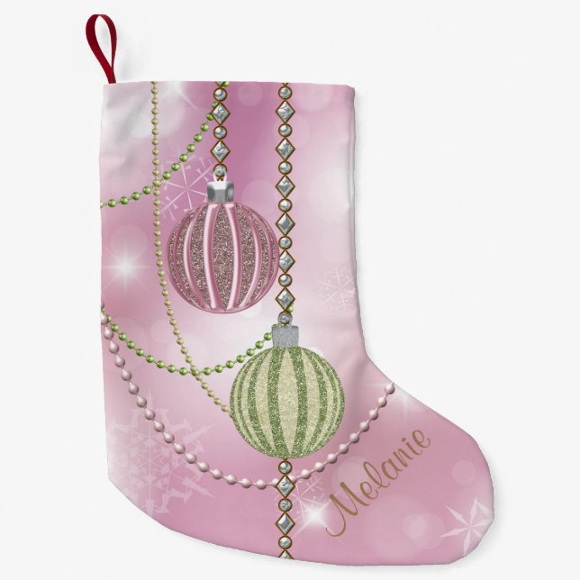 Mjuka bollar för prydnad för rosa- & liten julstrumpa (Framsidan)