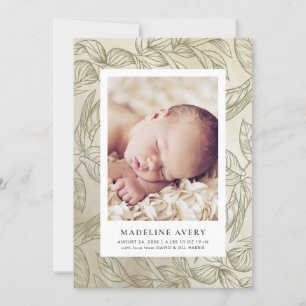 Mjuka botanicals Photo Birth-annonsering Inbjudningar
