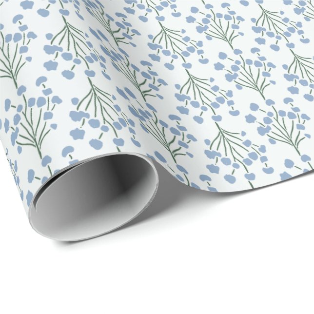 Mjuka Botaniska Vinor | Elegant Dammig Blåklocka Presentpapper (Rullad Hörn)