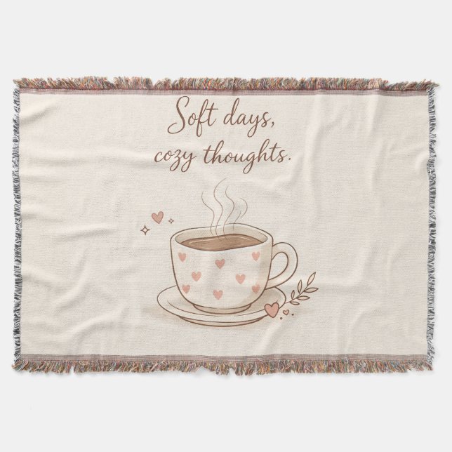 Mjuka dagar, mysiga tankar - Söt kaffekopp konst Filt (Framsidan)