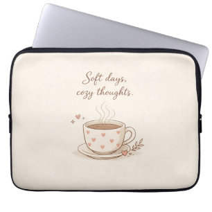 Mjuka dagar, mysiga tankar - Söt kaffekopp konst Laptop Fodral