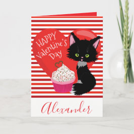 Mjuka dagen för Cat Red and White Rand Valentine Helgkort