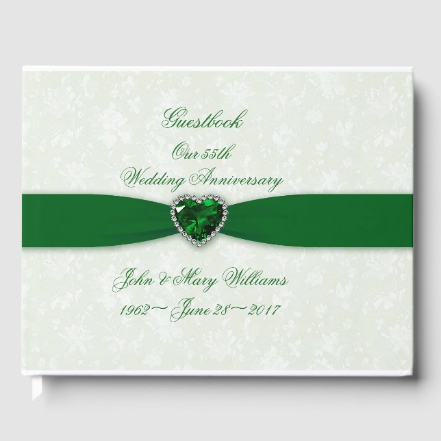 Mjuka Damask 55:e Bröllop-årsdag, gästbok (Framsida)
