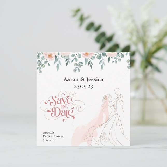 Mjuka Färg-Blommigtar, illustration av  och groom Spara Datumet (Stående Fram)