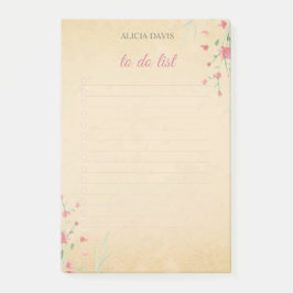 Mjuka Färg enkla blommor | ditt namn | Post-it Block