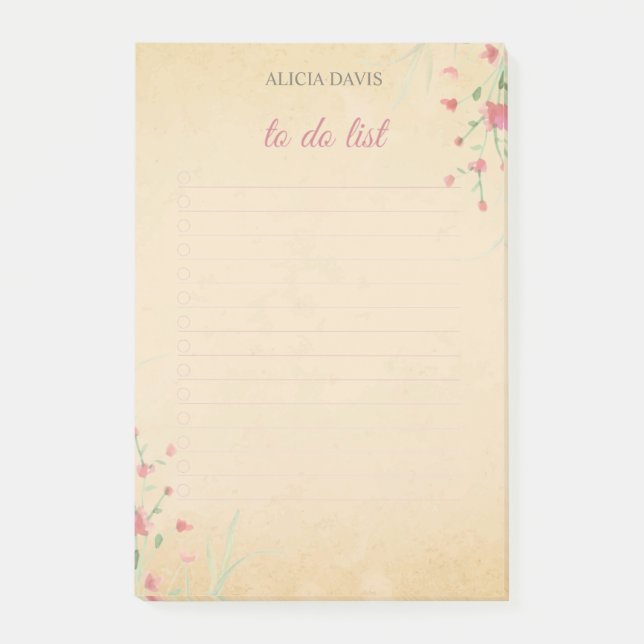 Mjuka Färg enkla blommor | ditt namn | Post-it Block (Framsida)