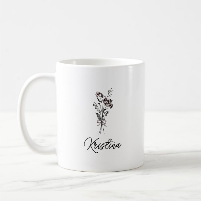 Mjuka födelsereflöde och Elegant Namn Kaffemugg (Vänster)